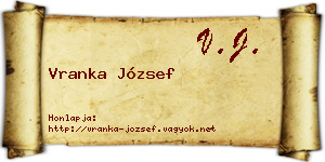 Vranka József névjegykártya